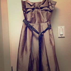 Taupe strapless party dress with pockets!